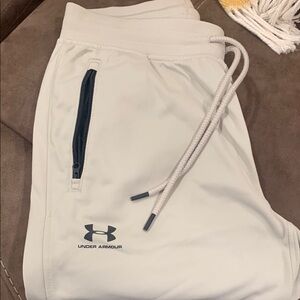 Under Armour Off-White Joggers with Dark Gray Details